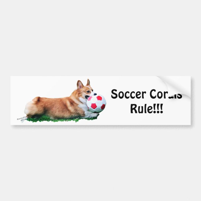 Soccer Corgis ROCK!! Bumper Sticker (Front)