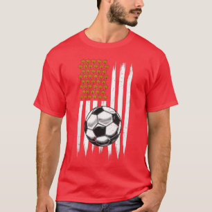 Soccer Costume Autumn Fall Maple Leaves USA Flag T-Shirt