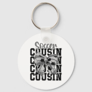 Soccer Cousin Coquette Bow Biggest Fan Sport Lover Key Ring