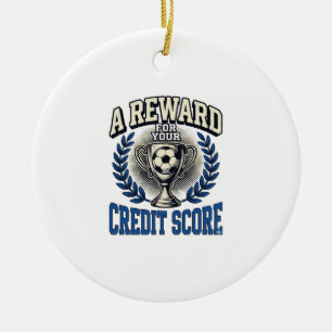 Soccer Credit Score Vintage Trophy Ceramic Ornament