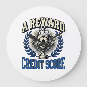 Soccer Credit Score Vintage Trophy Large Clock