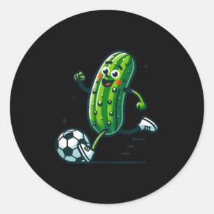 Soccer cucumber kicking ball funny pickle player classic round sticker