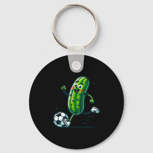 Soccer cucumber kicking ball funny pickle player  key ring