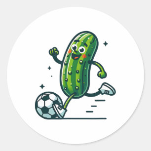 Soccer Cucumber Kicking Byll Funny Pickle Player Classic Round Sticker