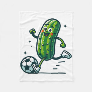 Soccer Cucumber Kicking Byll Funny Pickle Player Fleece Blanket