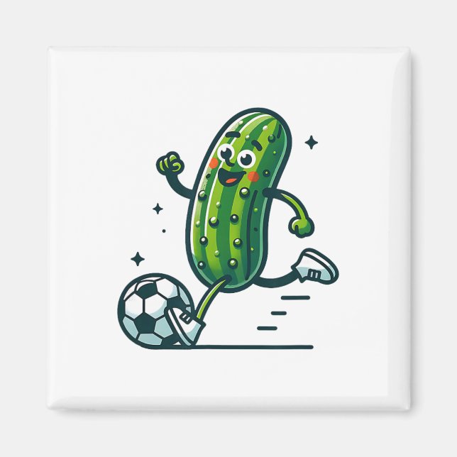 Soccer Cucumber Kicking Byll Funny Pickle Player  Magnet (Front)