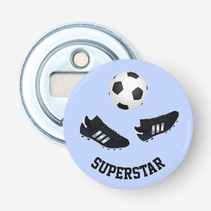 Soccer custom text blue bottle opener
