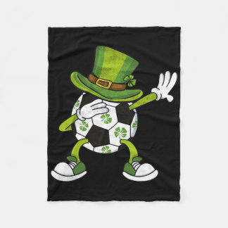 Soccer Dabbing Leprechaun Hat Shamrock Boys St Pat Fleece Blanket