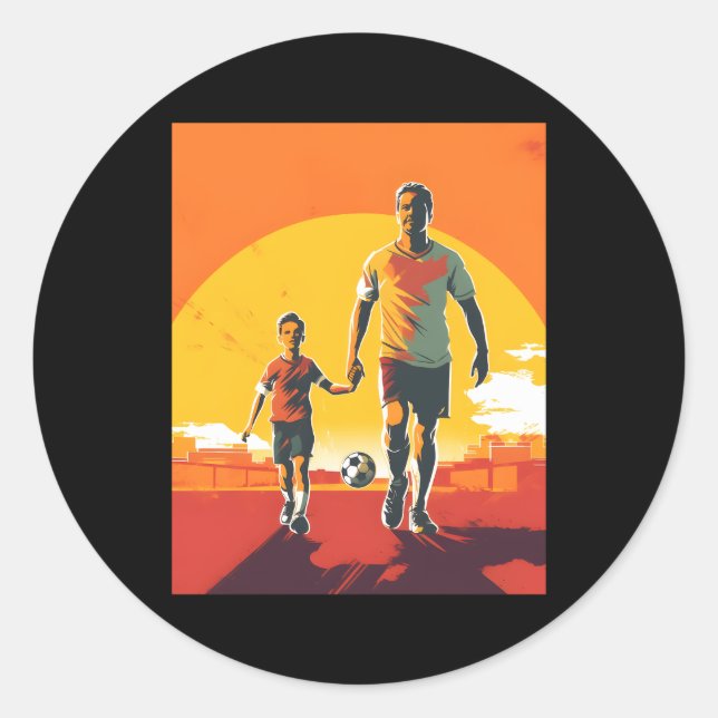Soccer Dad Father Son Soccer Player Football Sport Classic Round Sticker (Front)