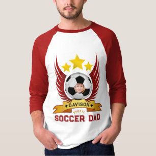 Soccer Dad Red Super Star Wings Custom Photo Name T-Shirt