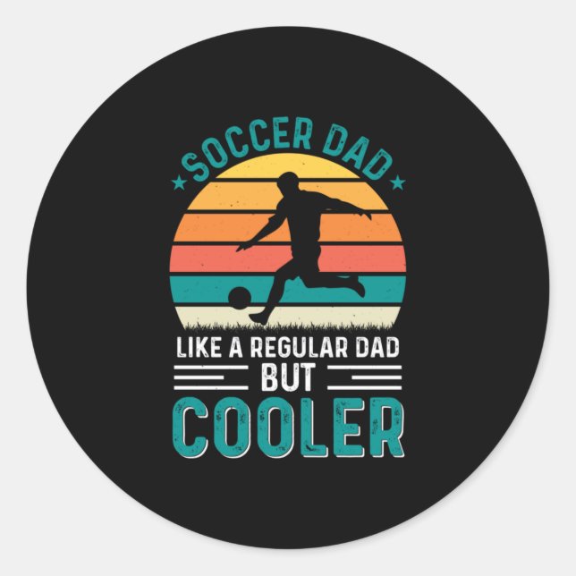 Soccer Dad Retro Sunset Classic Round Sticker (Front)