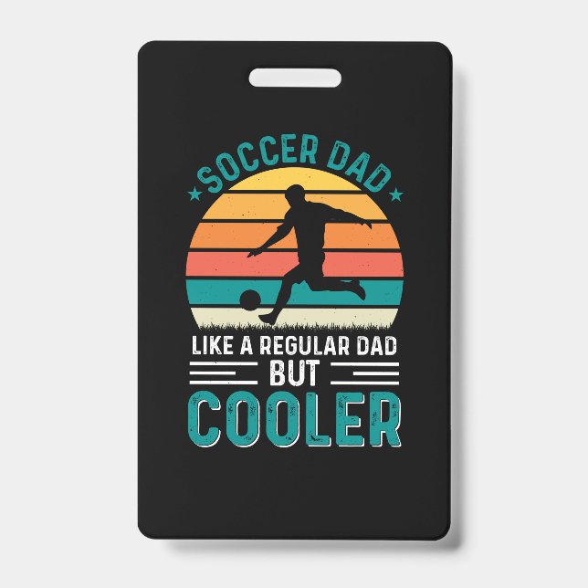 Soccer Dad Retro Sunset ID Badge (Front)