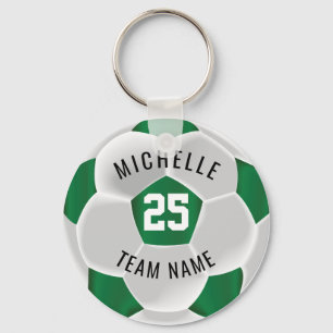 Soccer  - Dark Green and White Key Ring