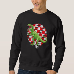 Soccer Dinosaur Trex Croatia Flag Boys Girls Toddl Sweatshirt