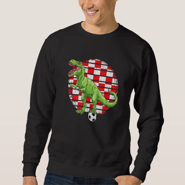 Soccer Dinosaur Trex Croatia Flag Boys Girls Toddl Sweatshirt (Front)