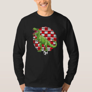 Soccer Dinosaur Trex Croatia Flag Boys Girls Toddl T-Shirt