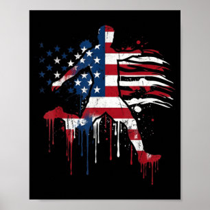 Soccer Drip American Flag 4th of July Patriotic Poster