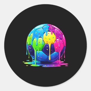 Soccer Drip Boys Ice Cream Drip Colorful For Boys Classic Round Sticker