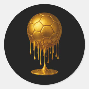 Soccer Drip Drippy Gold Spirit Wear Game Day Boys Classic Round Sticker
