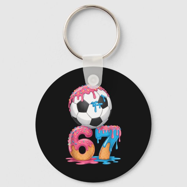 Soccer Drip Number 67 Boys Soccer Player 67  Key Ring (Front)