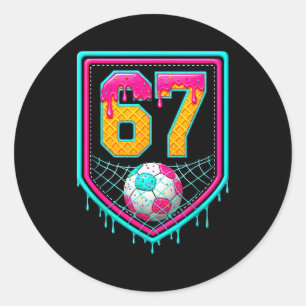 Soccer Drip Number 67 Soccer Player Classic Round Sticker
