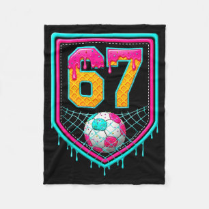 Soccer Drip Number 67 Soccer Player Fleece Blanket