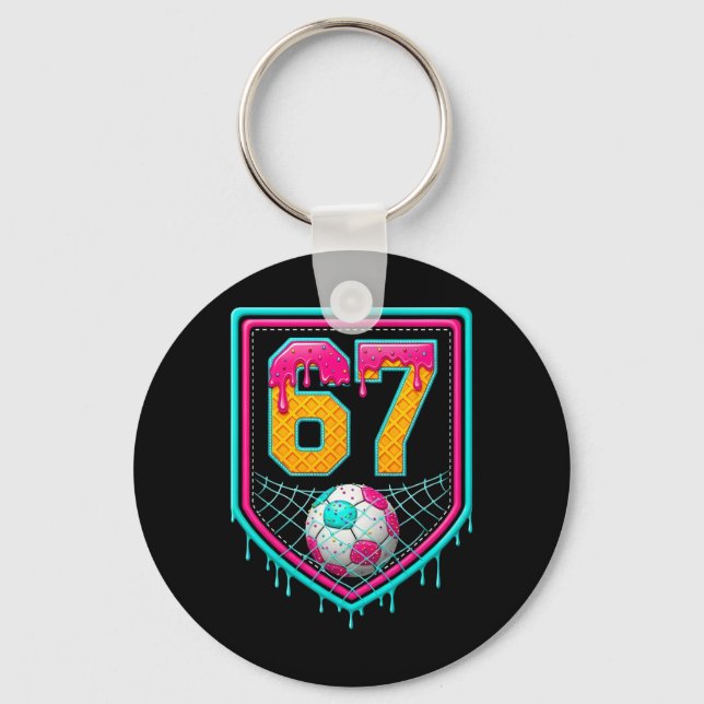 Soccer Drip Number 67 Soccer Player  Key Ring (Front)