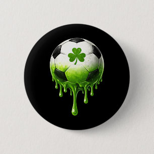 Soccer Drip Shamrock St Patricks Day For Boys Kids 6 Cm Round Badge