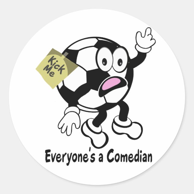 Soccer Dude Kick Me Classic Round Sticker (Front)