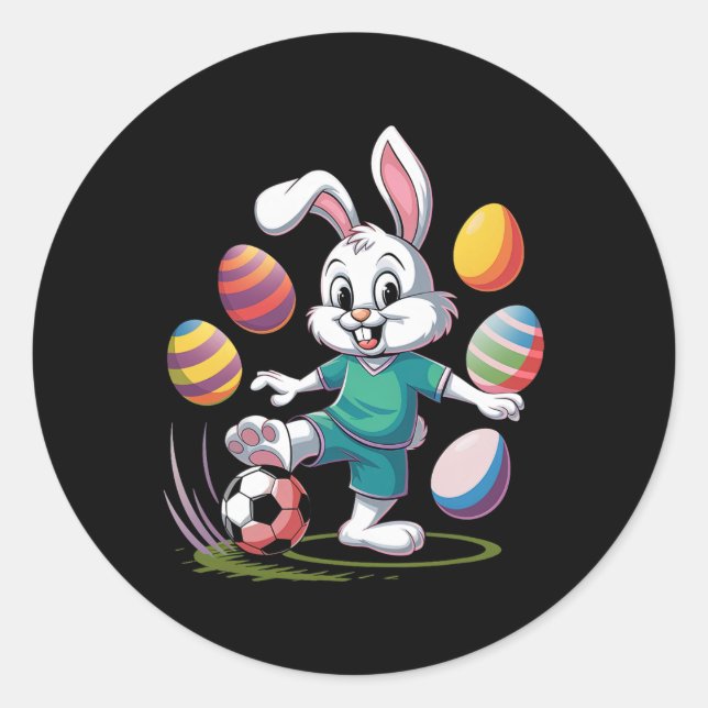 Soccer Easter Shirt Boys Kids Easter Bunny Soccer  Classic Round Sticker (Front)