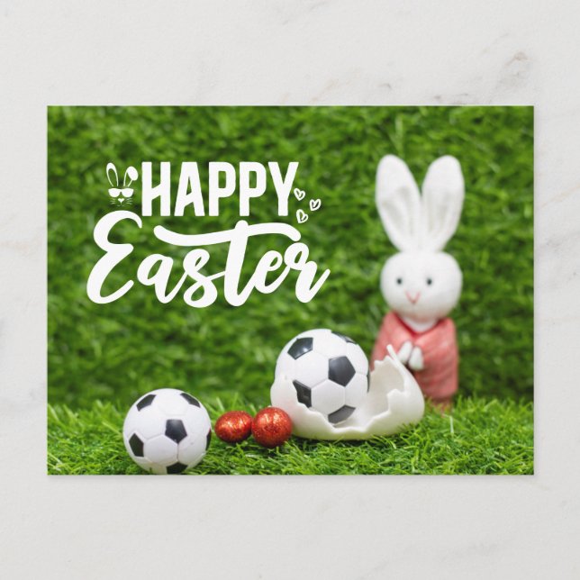 Soccer Easterfor Soccer Player with Eggs  Holiday Postcard (Front)