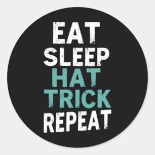Soccer Eat Sleep Hat Trick Repeat Ice Hockey Classic Round Sticker