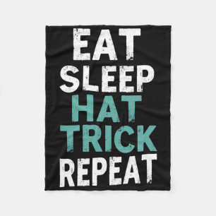 Soccer Eat Sleep Hat Trick Repeat Ice Hockey Fleece Blanket