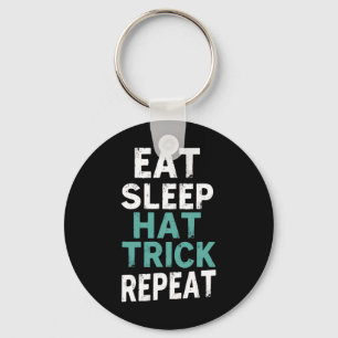 Soccer Eat Sleep Hat Trick Repeat Ice Hockey Key Ring