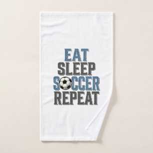 Soccer Eat Sleep Repeat Vintage Typography Shirt_1 Hand Towel