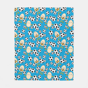 Soccer Egghead Pattern Fleece Blanket