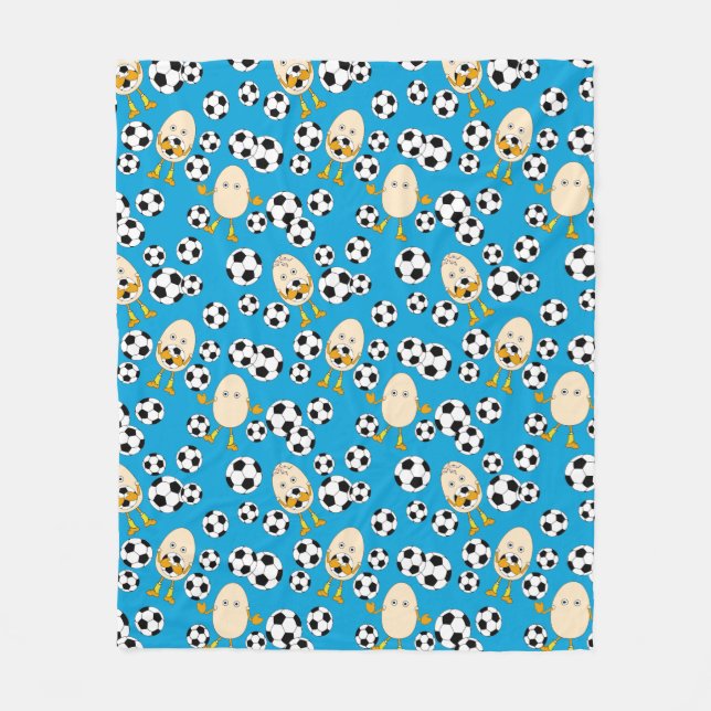 Soccer Egghead Pattern Fleece Blanket (Front)