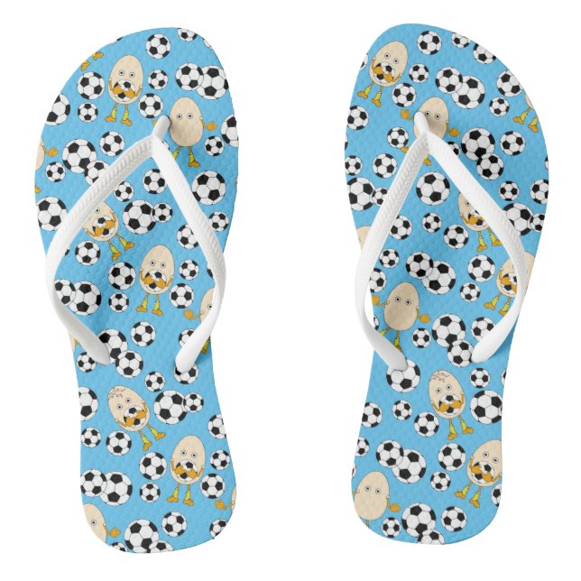 Soccer Egghead Pattern Socks Thongs (Footbed)