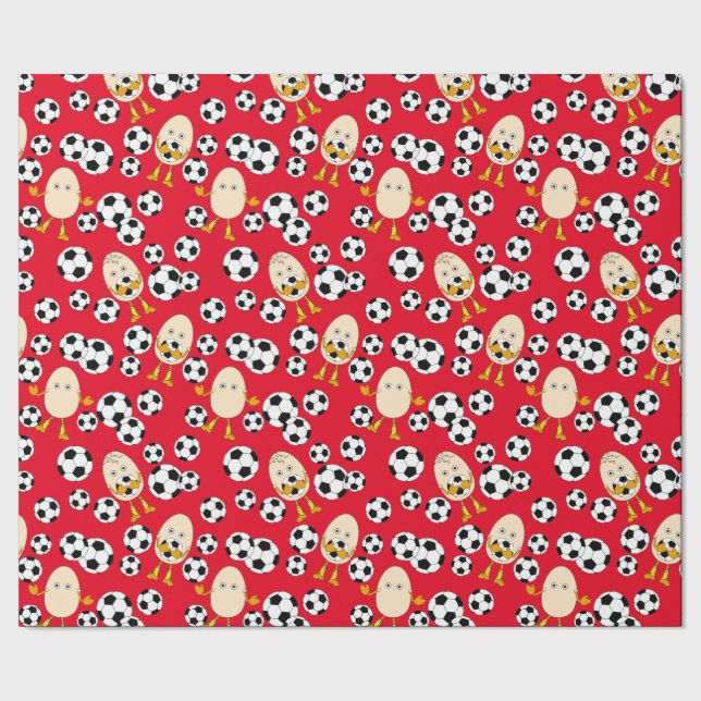 Soccer Egghead Pattern Wrapping Paper (Seam)