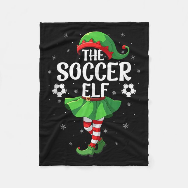 Soccer Elf Christmas Girls Women Elf Squad Xmas Fa Fleece Blanket (Front)