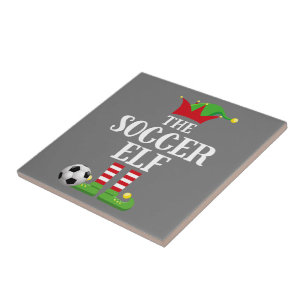 Soccer Elf Family Matching Christmas Group Elf Ceramic Tile