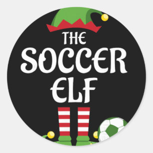 Soccer Elf Family Matching Group Christmas Sporty Classic Round Sticker
