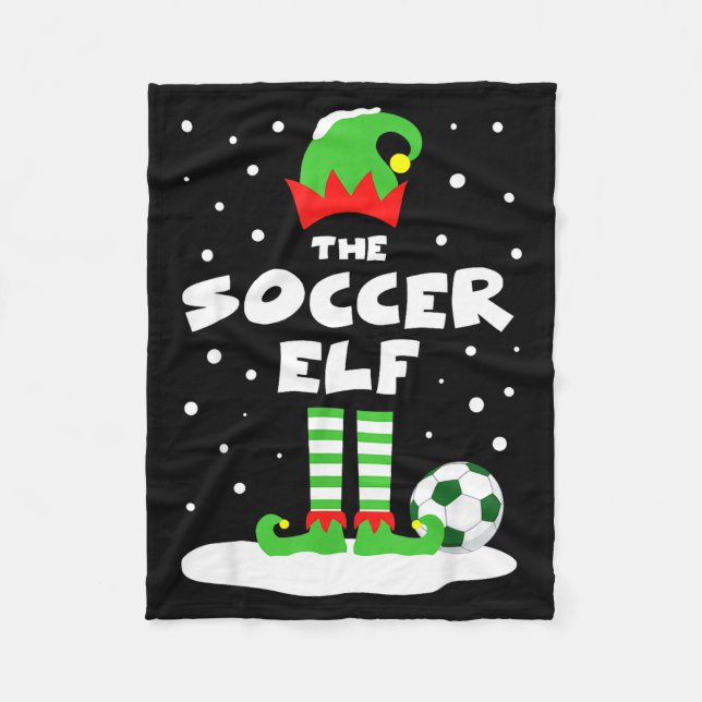 Soccer Elf Matching Group Family Holiday Christmas Fleece Blanket (Front)