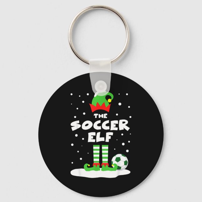 Soccer Elf Matching Group Family Holiday Christmas Key Ring (Front)