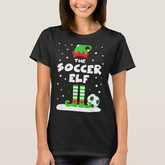 Soccer Elf Matching Group Family Holiday Christmas T-Shirt (Front)