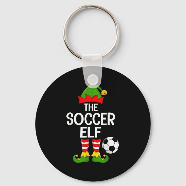 Soccer Elf Xmas Matching Family Elf Squad Christma Key Ring (Front)