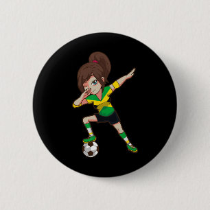 Soccer Fan Jamaica Jamaican Flag Girl 6 Cm Round Badge