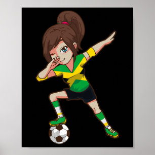 Soccer Fan Jamaica Jamaican Flag Girl Poster