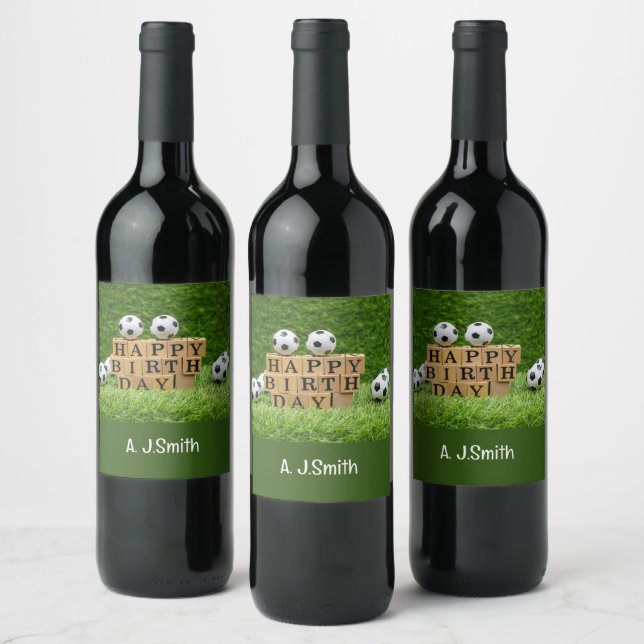 Soccer Fever Extravaganza: Grass Field  Wine Label (Bottles)