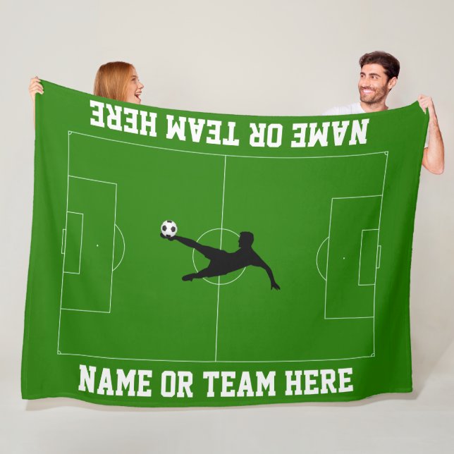 Soccer Field and Player Your Text Fleece Blanket (In Situ)